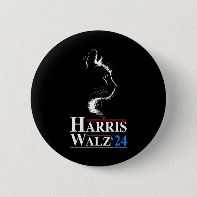 Waltz 2024 Wahl Funny Cat Kamala Harris Tim Wa Button (Vorderseite)