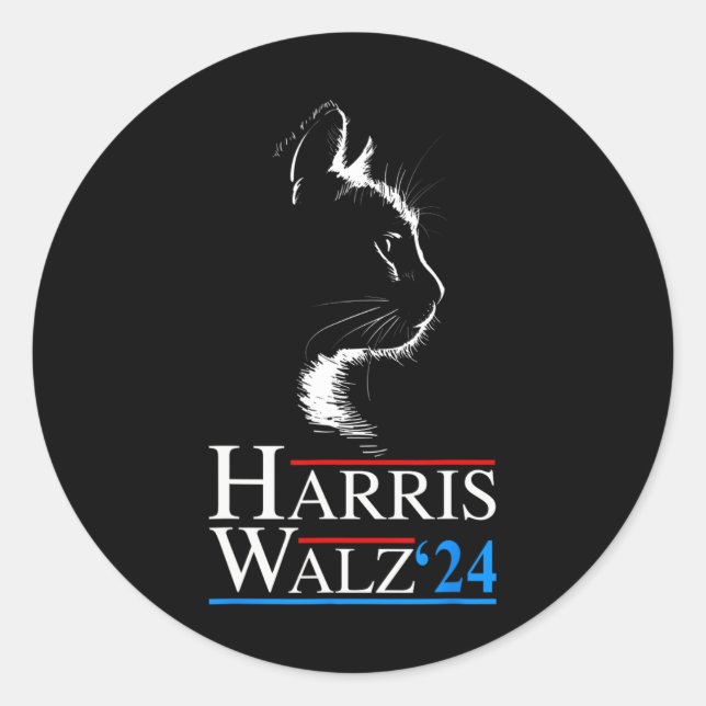 Waltz 2024 Wahl Funny Cat Kamala Harris Tim WA Runder Aufkleber (Vorderseite)