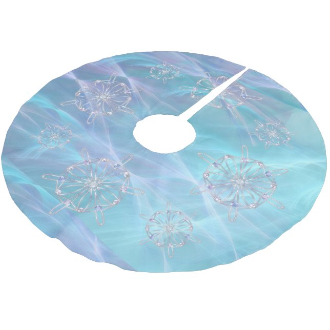 Waltz of the Snowflakes Christmas Tree Skirt Polyester Weihnachtsbaumdecke (Schrägansicht)