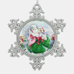 Waltzing Santa & Mrs Claus Snowflake Ornament