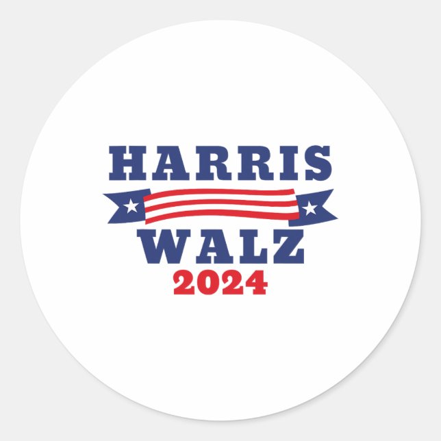 Walz 2024 American Flag Kamala Harris Tim Waltz 20 Runder Aufkleber (Vorderseite)