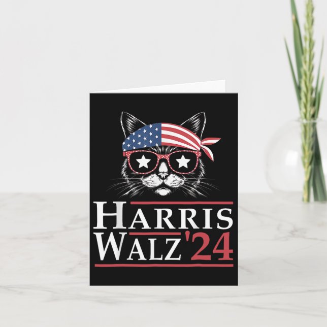 Walz 2024 Funny Cat Election Kamala Harris Tim Wal Karte (Vorderseite)
