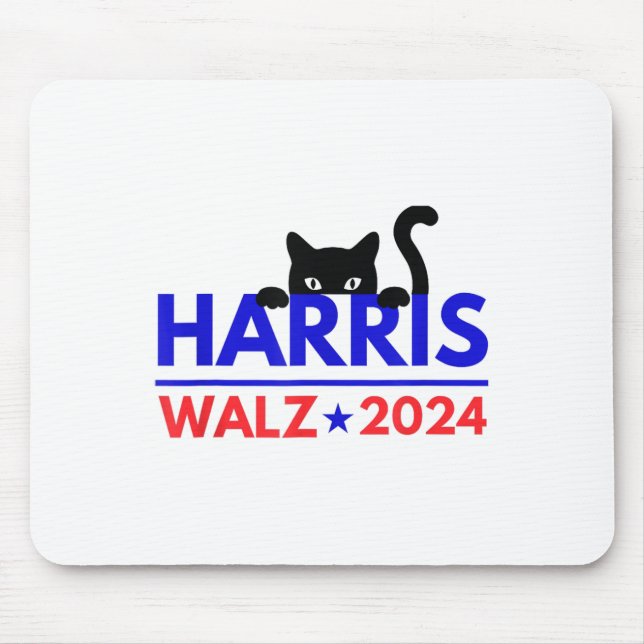 Walz 2024 Funny Cat Election Kamala Harris Tim Wal Mousepad (Vorne)