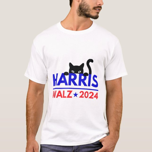 Walz 2024 Funny Cat Election Kamala Harris Tim Wal T-Shirt (Vorderseite)