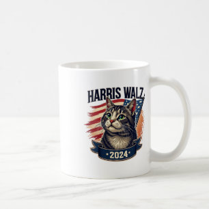 Walz 2024 Lustige Katze Kamala Harris Tim Walz Wal Kaffeetasse