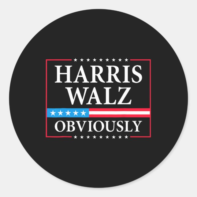 Walz Offensichtlich Präsident Kamala Harris Waltz  Runder Aufkleber (Vorderseite)