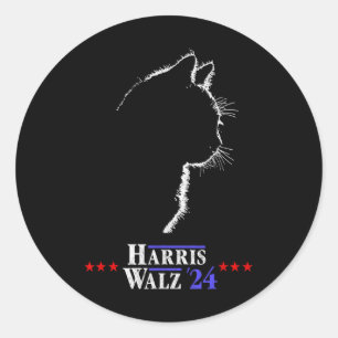 Walz Shirt Cat Ladys for Harris Kamala Walz Shirt Runder Aufkleber