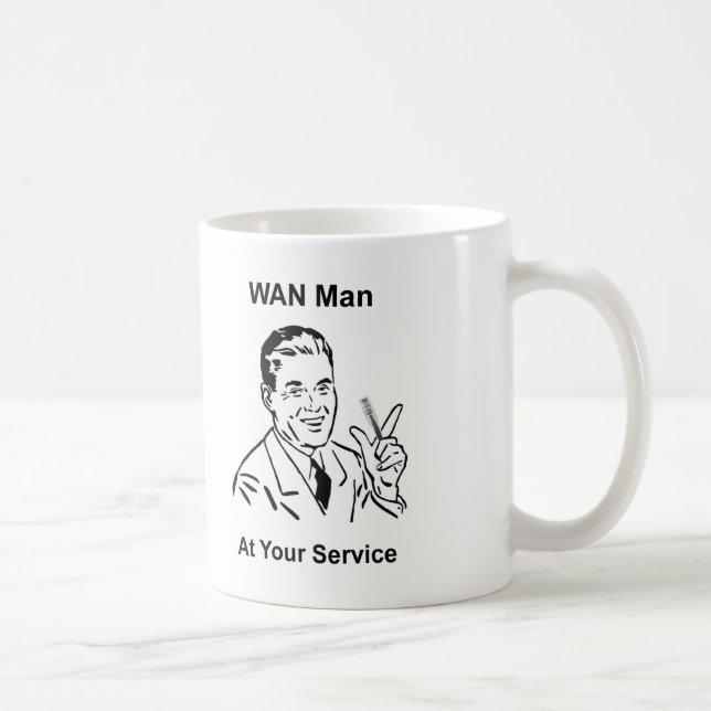 WAN-Mann in Ihrem Service Retro Tech Kaffeetasse (Rechts)
