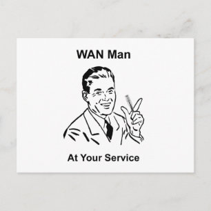 WAN-Mann in Ihrem Service Retro Tech Postkarte
