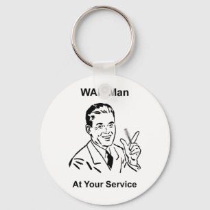 WAN-Mann in Ihrem Service Retro Tech Schlüsselanhänger