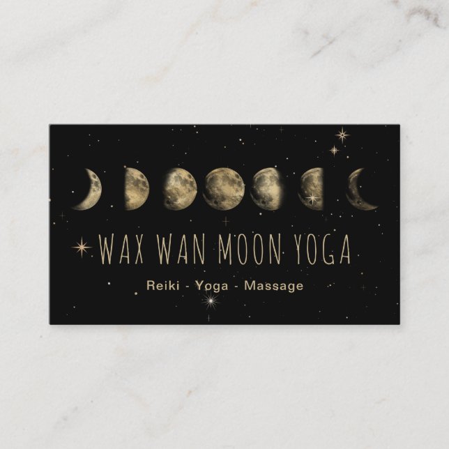 *~* Wan Wan Stars GOLD Mond Mondphasen Schwarz Visitenkarte (Vorderseite)