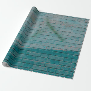 Wand aus blauem und weißem Backstein Geschenkpapier