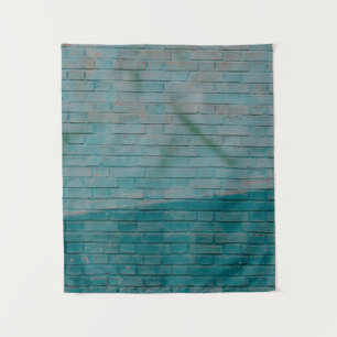 Wand aus blauem und weißem Backstein Wandteppich