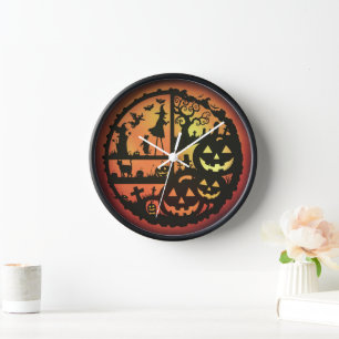 Wand-Dekoruhr Halloween Uhr