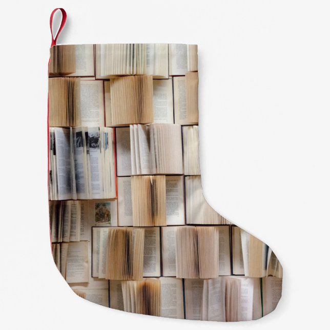 Wand der Bücher dekoriert Kleiner Weihnachtsstrumpf (Vorderseite)