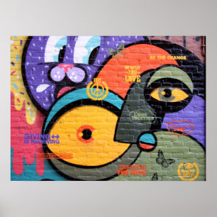 Wand Graffiti-Augen Peace and Liebe Message Poster