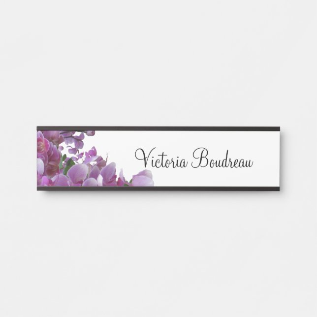Wand-hängende Namensschild-Orchideen im lila Türschild (Vorderseite )