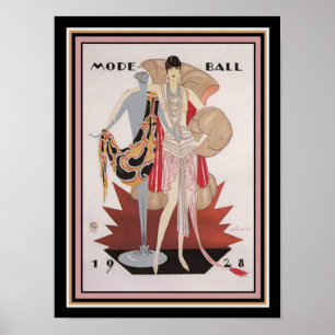 Wand-Kunst des Kunst-Deko-Modus-Ball-1928 12 x 16 Poster