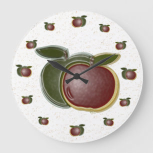 Wand-Uhr der Apfel-3D (Specke) Große Wanduhr
