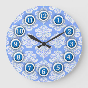 Wand-Uhr für blaue und weiße Damaskus Große Wanduhr