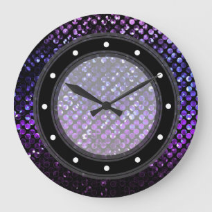 Wand-Uhr lila KristallBling Strass Große Wanduhr