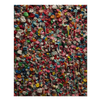 Wand voller gekauter Bubble Gum Lustiges Foto Poster