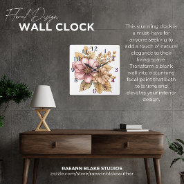 Wand-Wand-Uhr für Blumenmuster Quadratische Wanduhr