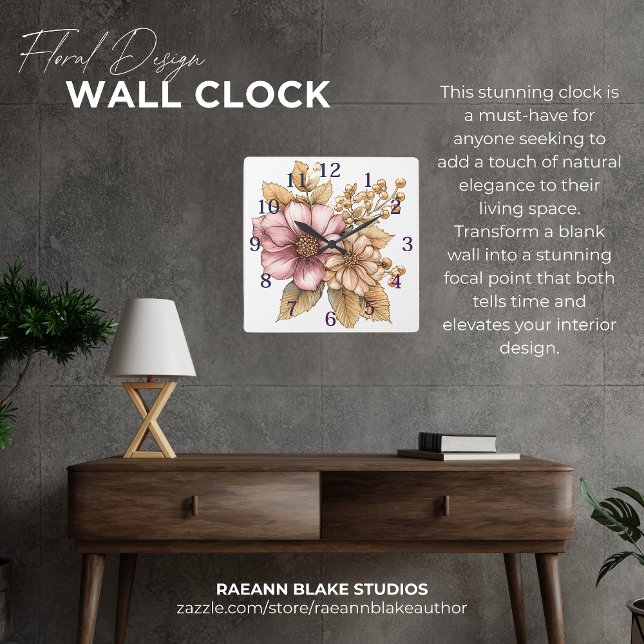 Wand-Wand-Uhr für Blumenmuster Quadratische Wanduhr (Von Creator hochgeladen)
