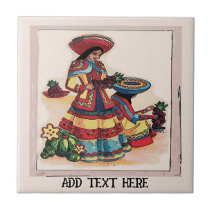 Wandbild aus Fliesen mit mexikanischen Frauen, Tex