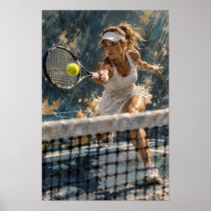 Wandbild einer Tennisspielerin – Dynamischer Netzv Poster