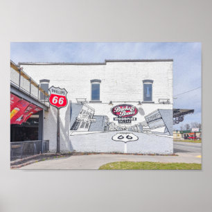 Wandbild mit Route 66-Schild in Kansas Poster