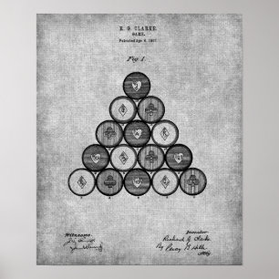 Wanddekor des Poolraums 1 Billardtische - Patent Poster