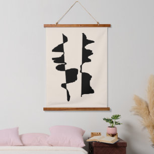 Wanddekoration "Abstraktes Dual-Gesicht" Wandteppich Mit Holzrahmen