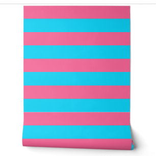 Wanddekoration aus rosa und blauen Streifen Tapete