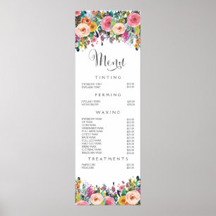Wanddruck Gemaltes Florales Salon Menü Preisliste Poster