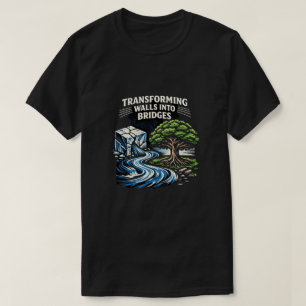 Wände in Brücken verwandeln Holzschnitt T-Shirt