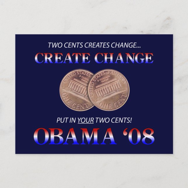 Wandel mit Obama schaffen Postkarte (Vorderseite)