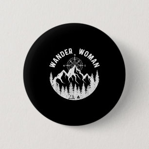 Wander Frau Wandern Abenteuer Camping Frauen Straß Button