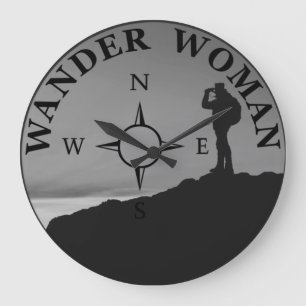 Wander Frau Wandern Große Wanduhr