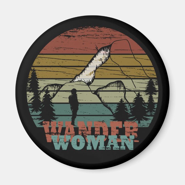 Wander Frau Wandern Magnet (Vorne)