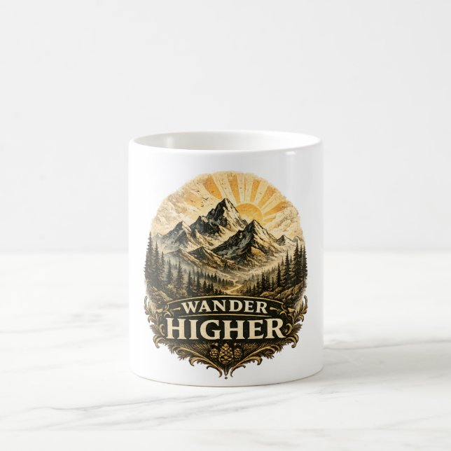 Wander Higher Mountain-Abenteuer Vintage Kaffeetasse (Mittel)