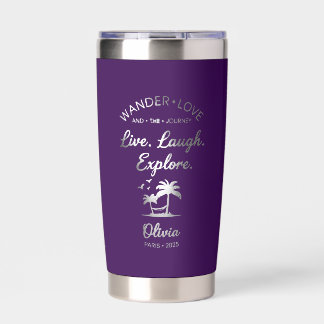 Wander Love, Live Laugh Explore, Purple Insulated  Thermobecher