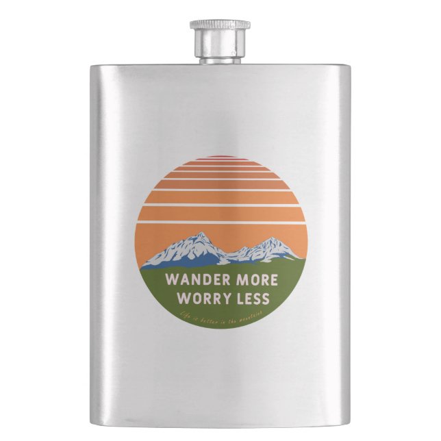 Wander mehr Sorgen weniger Flachmann (Vorderseite)