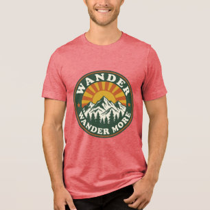 Wander More Vintage Berg-Sonnenaufgang-Emblem Tri-Blend Shirt