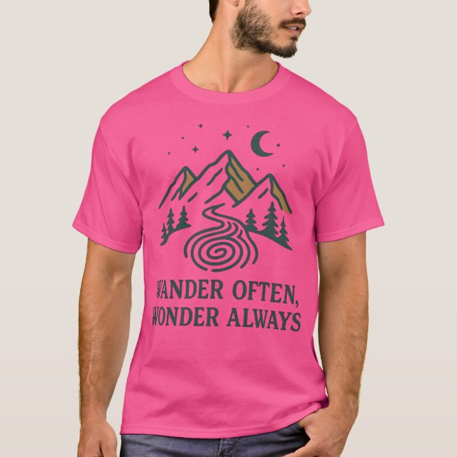 Wander oft fragen sich immer Minimalistischen Berg T-Shirt (Vorderseite)