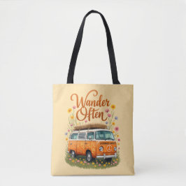 Wander Often - Retro Camper Van Floral Tasche
