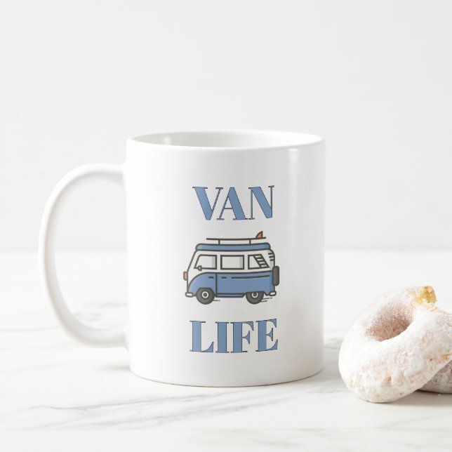 WANDER! 🚐 Van Life Cartoon Becher Kaffeetasse (Mit Donut)