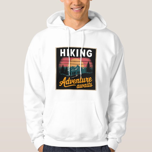 Wanderabenteuer wartet auf Vintages Design Hoodie (Vorderseite)