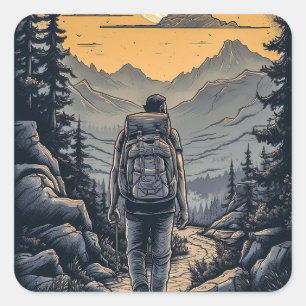 Wanderdesign Quadratischer Aufkleber