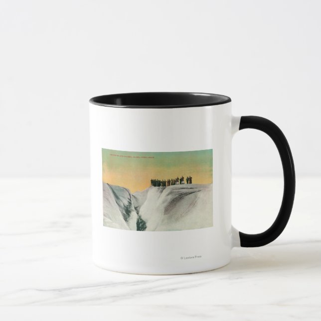 Wanderer auf Muir Glacier, AlaskaMuir Glacier, AK Tasse (Rechts)